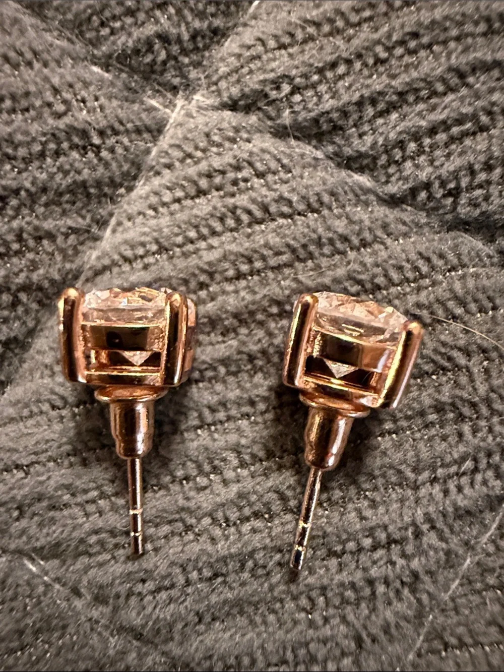 Simulated Diamond Stud Earrings in Rose Gold